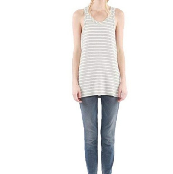 Hye Park & Lune Striped Gray/White Racerback Tank - Picture 7 of 7